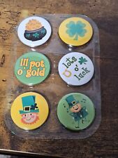 Bramd New Vintage St. Patrick’s Day Pin Back Buttons Shamrock Gold Lot Of 6 picture