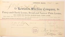 Lewiston Machine Company Lewiston ME 1898 Billhead Fancy and Plain Looms picture