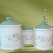 Vintage CORELLE COORDINATES CALLAWAY CANISTER Set of  3 w/Lids Ivy Jay Import Co picture