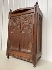 SALE Rare French Gothic Revival Wall Cabinet in oak circa 1900 picture