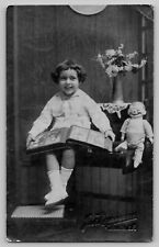 1915 RPPC Little Boy ID'd George Somers w Gene Karr Kid Houseman Doll Postcard picture