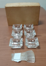 6 Antique Salt Cellars, Clear Cut Glass With 6 Plastic Spoons In Original Box picture