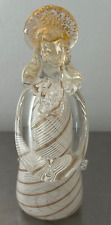 VNTG Murano Latticino Art Glass Angel Figurine La Fenice? Gold & White  picture