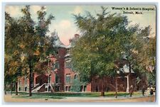 c1910's Women's And Infants Hospital Exterior Detroit MI Unposted Trees Postcard picture