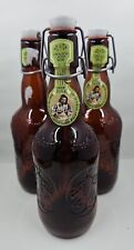 Lot of 3 Vintage Grolsch Beer Bottles Amber Brown Glass Porcelain Flip Swing Top picture