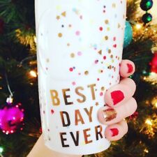 NEW Starbucks “Best Day Ever” Confetti Ceramic Traveler Tumbler Coffee Mug W/Lid picture