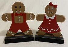 Adams & Co Christmas Gingerbread Couple (boy & girl) On Wood Base 3.5 x 4.5” NEW picture