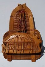 Vintage Wood Hand Carved Native Wall Plaque Pocket Tribal Hand Wooden Tiki  picture