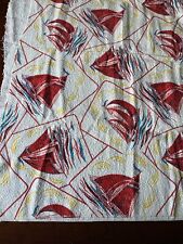 VINTAGE TERRY CLOTH FABRIC MOD FLOWER 36 X 72 picture