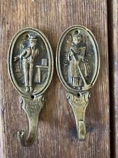 Vintage Pair of Dickens Character Brass Hanging Hooks -The Lawyer & Mrs. Bardell picture