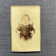 CDV Photo Antique Carte De Visite Portrait Young Boy Toddler Sitting on Chair IN picture