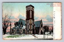 Springfield MA-Massachusetts, Memorial Church, Religion, Vintage c1908 Postcard picture