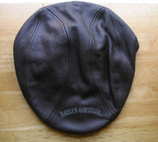 HARLEY DAVIDSON BROWN GENUINE LEATHER NEWSBOY CABBIE HAT/CAP SIZE LARGE~SHARP picture