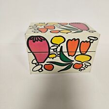 Vintage 70's Mushroom & Veggies Metal Recipe Box picture