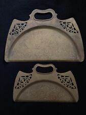 Vintage Brass Pressed Etched Table Crumb Catcher Set picture