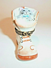 Peint Main Limoges Trinket - Cat In A Boot     picture