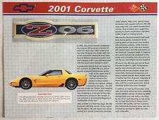 2001 CHEVROLET CORVETTE Z06  Willabee & Ward OFFICIAL PATCH COLLECTION INFO CARD picture