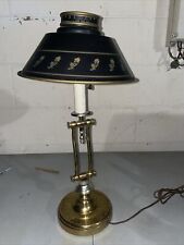 French Empire Bankers Style Adjustable Brass Desk Lamp with Black Shade VTG 22” picture