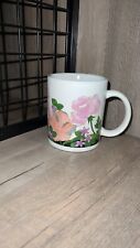 PRE-OWNED FINEST CERAMICS EMBOSSED PAINTED PINK FLORAL MUG picture