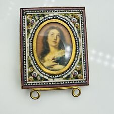 Antique Victorian PIETRA DURA Mosaic Frame Small Miniature Italy Doll House picture