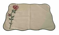 Set Of 4 Vintage Cross Stitch Placemats Off White Pink Roses Cottage Grandma picture