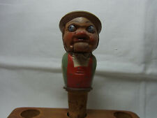 Vintage ANRI Italy Carved Wood Mechanical Bottle Stopper Eyes  #AC78 picture
