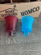 Vintage Homco 3 Red Hobnail and 3 Frosted Blue Diamond in Original Box picture