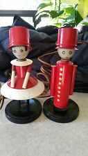 Vintage Chase Chrome 30s Art Deco RED Enamel Colonel Lady PAIR Figural Lamps picture