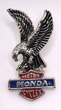 Vintage 1970s HONDA Motorcycle Silver Lapel Hat Pin RARE 3D design Eagle Cycles picture