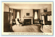 c1920s Fireplace, Seat & Bedroom of Mary The Mother of Washington Postcard picture
