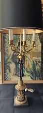 RARE FRENCH EMPIRE CANDELABRA LAMP Bronze As Seen Gilded Age Gorgeous 38”Figural picture