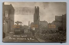 1909 RPPC WALL ST, GREAT FIRE NAMPA, IDAHO RUINS, REPAVING, US FLAG Postcard PS picture