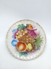 Vtg mid century UCAGCO Japan Fruit bouquet Hand Painted & Signed gold Trim plate picture