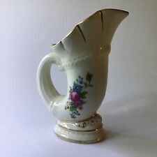 Lenox Porcelain Cornucopia Vintage Roses Floral Green Stamp Horn of Plenty Vase picture