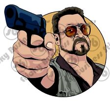 The Big Lebowski Sticker Walter Pointing Gun in Bowling Alley 3 inch  picture