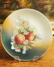 Vintage Hand Painted German Porcelain Plate Peach w White Blossoms 8 inch picture