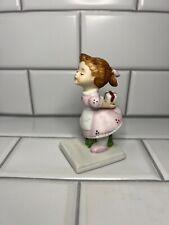 Vintage Porcelain Bisque Kissing Girl w/ Gift Hand-Painted Figure - 4.25