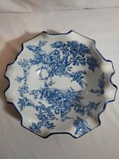 Vintage Italian Design - Porcelain Blue & White Bowl with Ruffle Rim picture