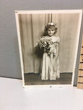 Vintage Photo 30-40's Little Girl Beauty Queen Boquet b picture