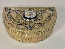 Antique Empire Art Gold E & JB Jeweled Vanity Dresser Jewelry Box picture