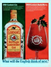 1968 Gordon's Distilled London Dry Gin Vintage Print Ad Christmas Ruddy Merry  picture
