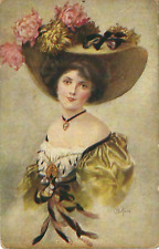 'The Summer Girl' Postcard. Signed Bottaro. Beautiful Lady. Soapine Soap Ad Back picture