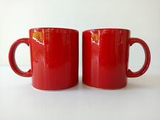 Set of 2 Waechtersbach Germany Ceramic Coffee Cups Mugs Solid CHERRY RED picture