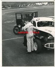 Lil Pogo Race Car Driver Kissing Trophy Girl 1950s Sea-Tac Raceway Carrier Photo picture