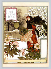 Postcard December The Beautiful Gardener By Eugene Grasset 1896 Reproduction picture