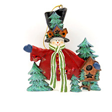 Beth Yarbrough Christmas Ornament Snowman Trees Birdhouses Large Size picture