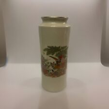 Vintage Oriental Flower & Bird Theme Vase 8” tall~Hand Painted Made in Japan~EUC picture