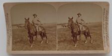 1898 Stereo Card Col Teddy Roosevelt in Rough Rider Uniform on Horse Span Am War picture