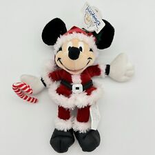 Vintage Disney DLR Mickey Mouse Santa Plush Candy Cane Happy Holidays 2001 picture