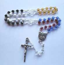 Vtg New Rosary Beads Glass St Kateri Tekakwitha Lily Of Mohawks Medal Crucifix   picture